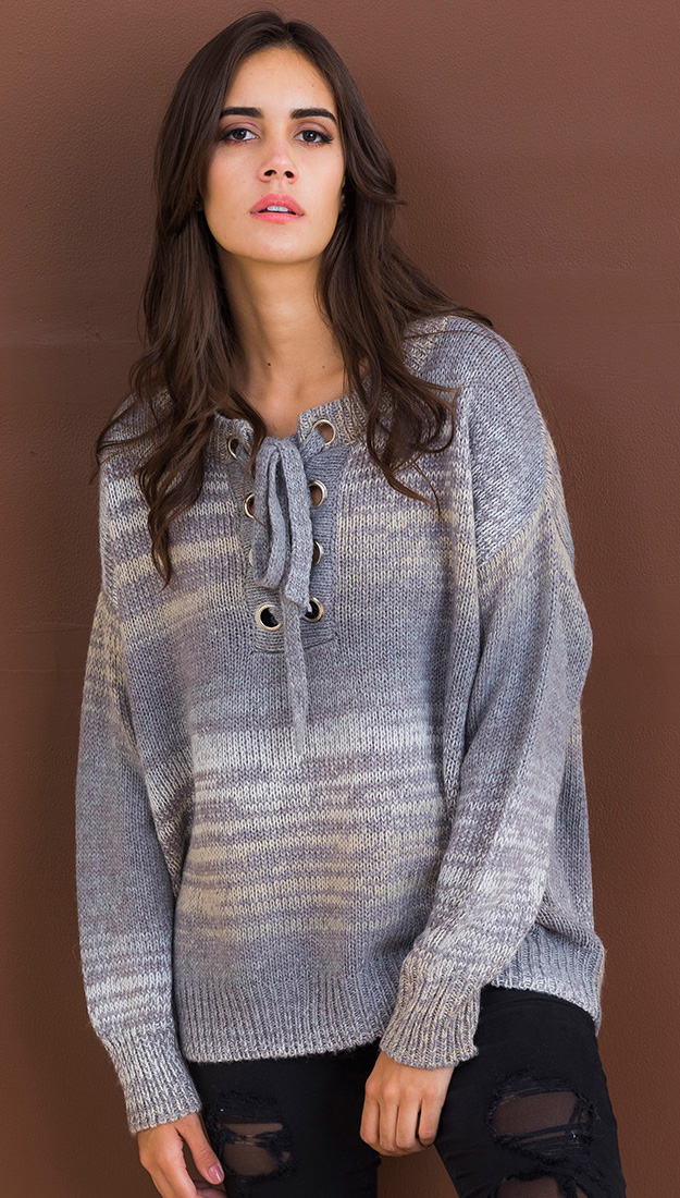 SAVANNAH LACE UP SWEATER