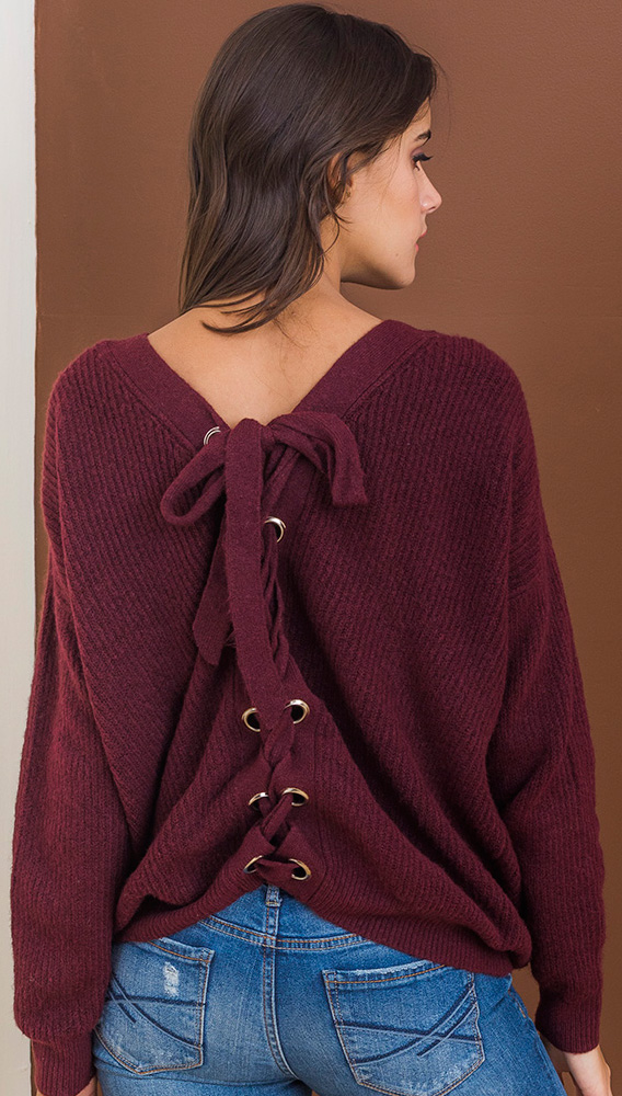 SIENNA LACE UP SWEATER